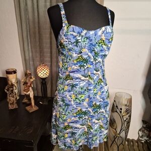 Wild Fable Blue Tropical Print Dress